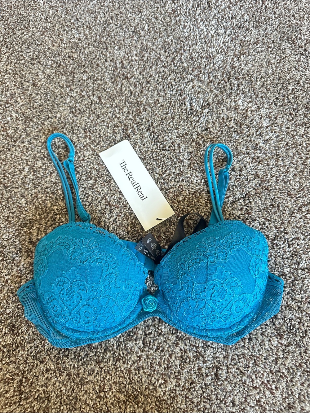 La Perla blue lace balconette bra from luxury Italian lingerie brand